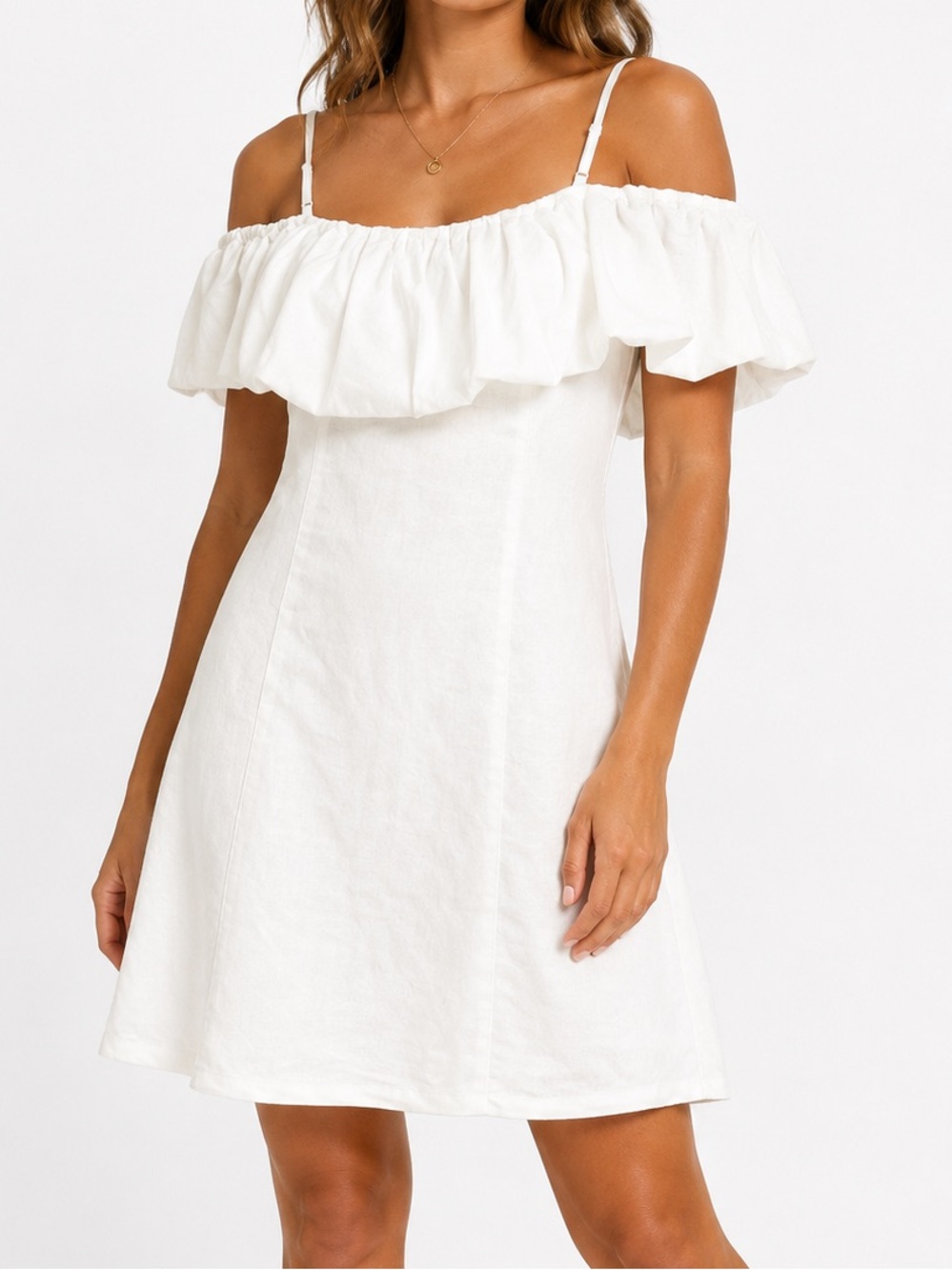 A New Day Ruffle Mini A-Line Dress in white 2 small